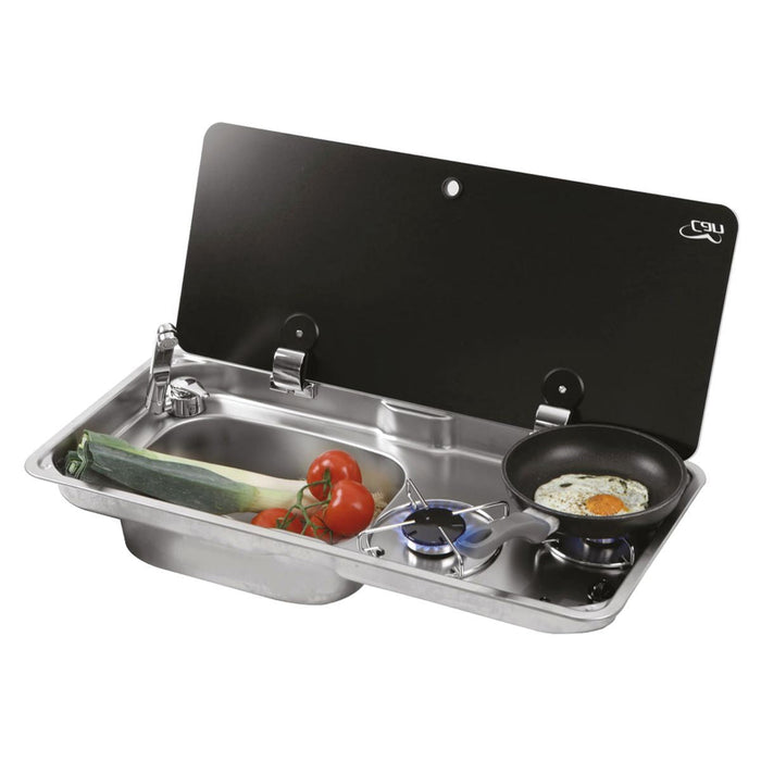 CAN Randi Hob & LH Sink Unit 765 x 355mm (Single Glass Lid / 2 Burners / Piezo) CAN - Dynamic Drive