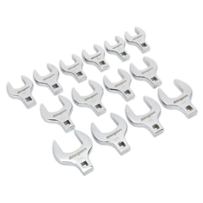 Seigen by Sealey Crow's Foot Open End Spanner Set 14pc 1/2"Sq Drive Metric Sealey - Dynamic Drive