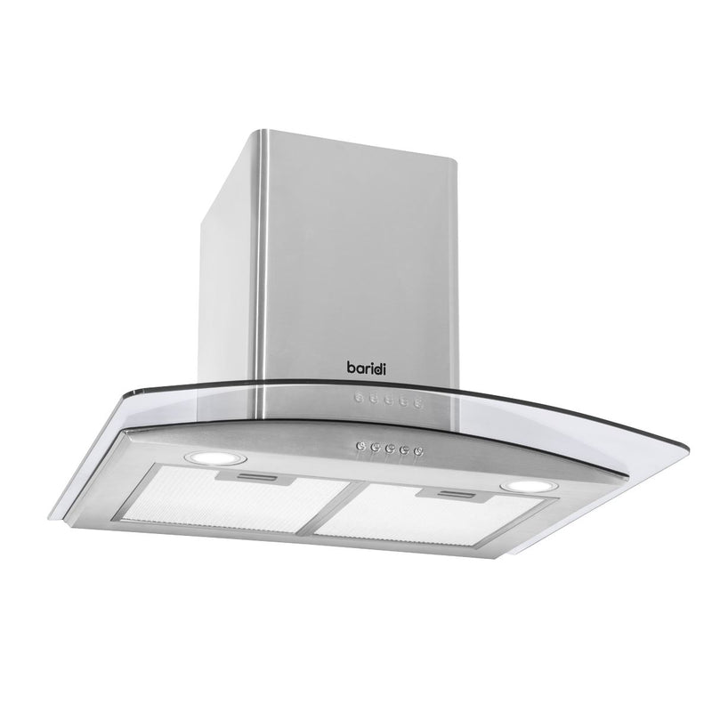 Baridi Curved Glass Cooker Hood Carbon Filters & LED Lights 60cm Stainless Steel Baridi - Dynamic Drive