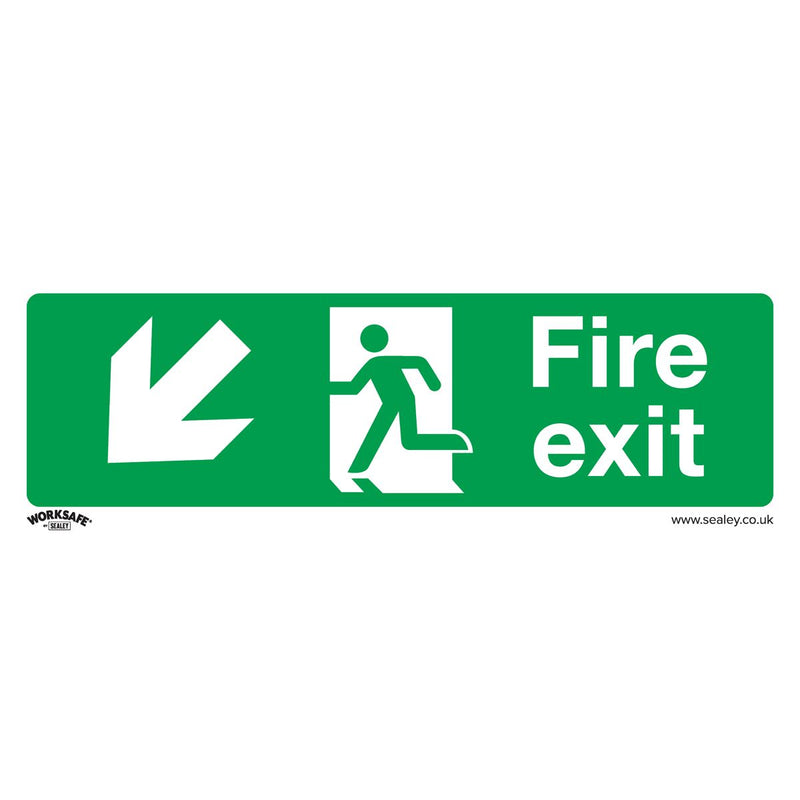 Sealey Safe Conditions Safety Sign Fire Exit (Down Left) Self-Adhesive Vinyl Pac Sealey - Dynamic Drive
