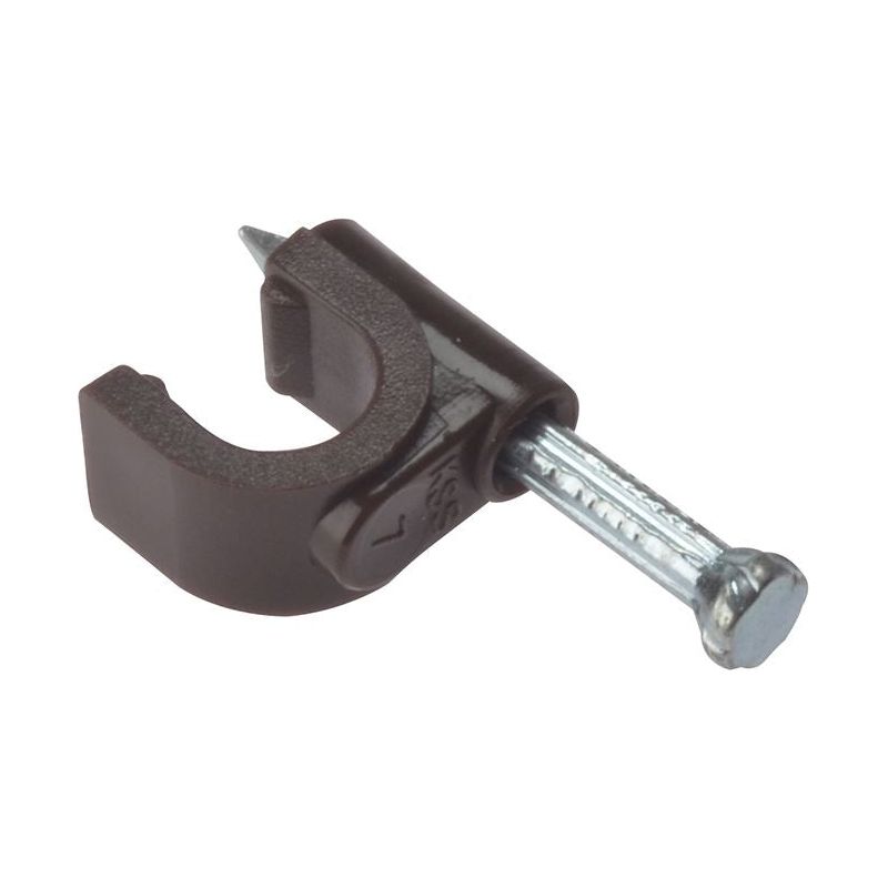Forgefix Cable Clip Round Coax Brown 6-7mm Box 100 ForgeFix - Dynamic Drive
