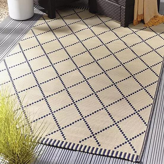 Outdoor Garden Rug Portable Mat for Decking Patio Reversible Navy 120 x 180cm Gardenwize - Dynamic Drive