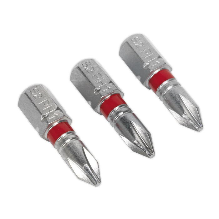 Sealey Power Tool Bit Phillips #1 Colour-Coded S2 25mm Pack of 3 AK210501 Sealey - Dynamic Drive