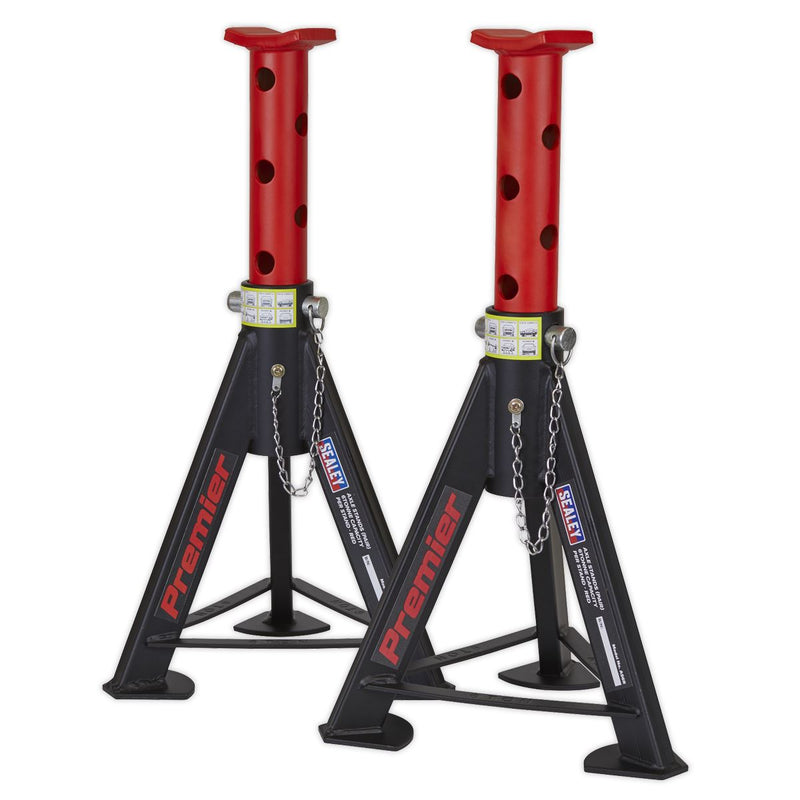 Sealey AXLe Stands (Pair) 6 Tonne Capacity per Stand Red AS6R Sealey - Dynamic Drive