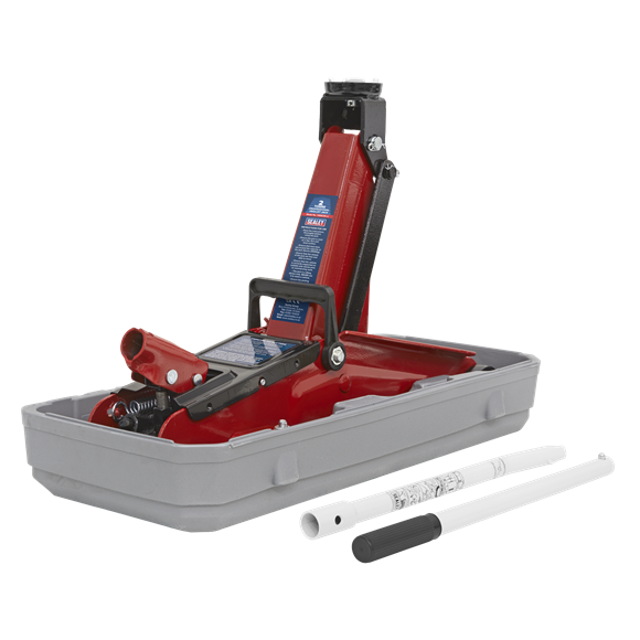 Sealey Trolley Jack 2 Tonne Short Chassis with Storage Case 1100CXD Sealey - Dynamic Drive