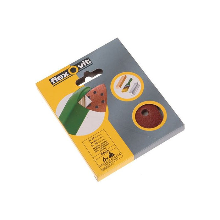 Flexovit Delta Hook & Loop Sanding Sheets 94mm Medium 80G (Pack 6) Flexovit - Dynamic Drive