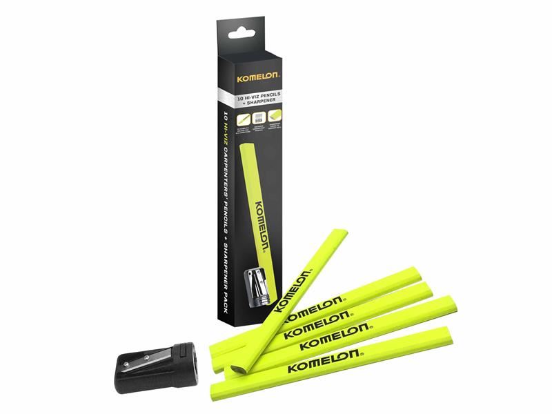 Komelon Carpenters Pencil and Sharpener Set, 10 Piece Komelon - Dynamic Drive
