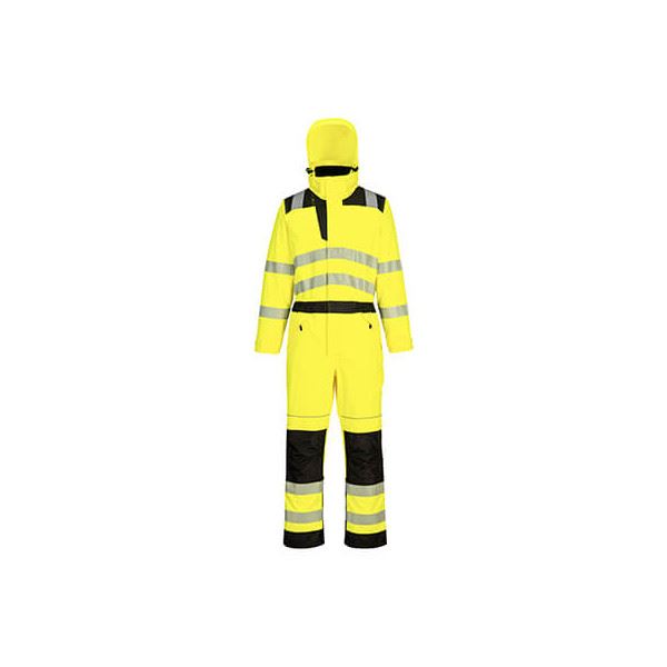 Portwest Pw3 Hi-Vis Rain Coverall Large PW355YBRL Portwest - Dynamic Drive
