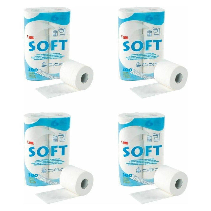 4 x Fiamma Toilet Roll Paper 6 Pack Chemical Loo Tissue Potti Camping Caravan Fiamma - Dynamic Drive