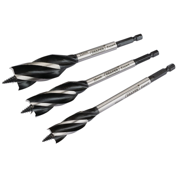 Draper 4 Fluted Auger Bit Set, 165mm (3 Piece) 54634 Draper - Dynamic Drive