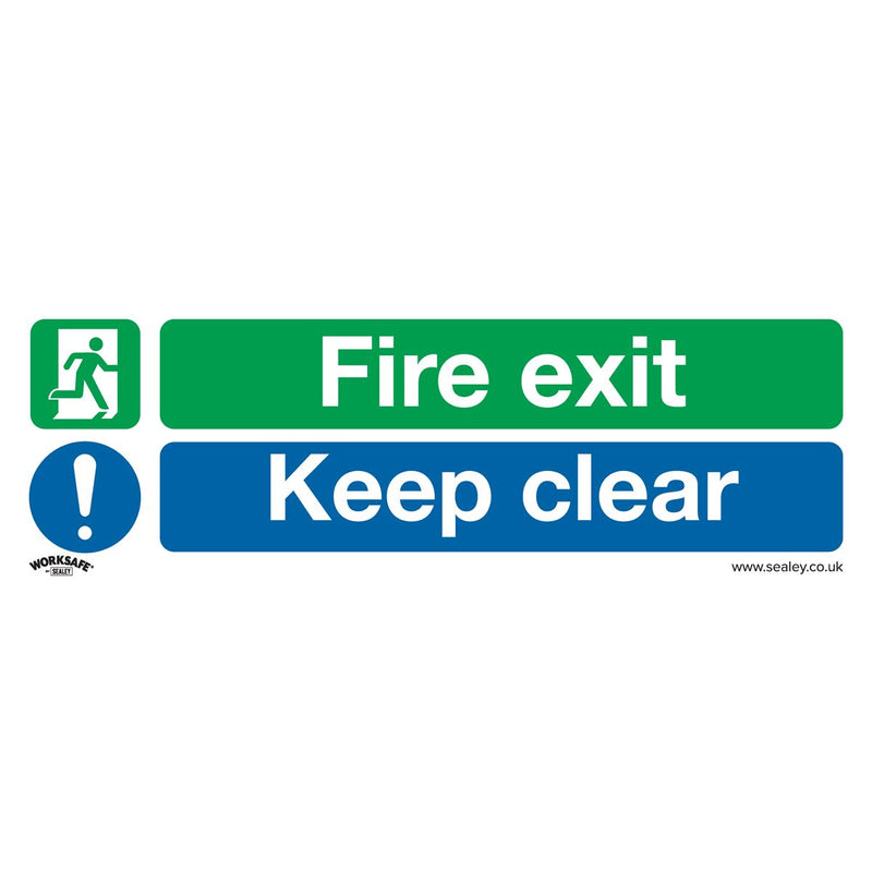 Sealey Safe Conditions Safety Sign Fire Exit Keep Clear Self-Adhesive Vinyl Pack Sealey - Dynamic Drive