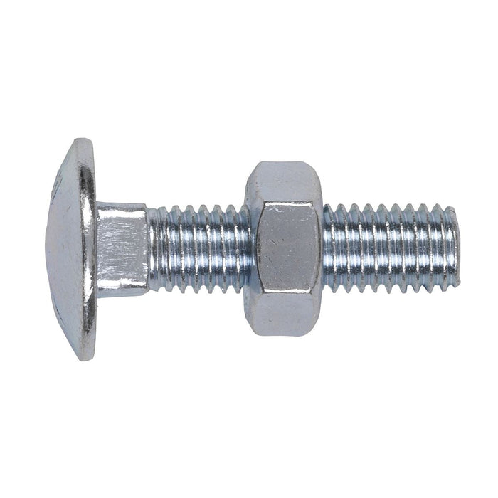 Sealey Coach Bolt & Nut M10 x 40mm Zinc Pack of 50 CBN1040 Sealey - Dynamic Drive