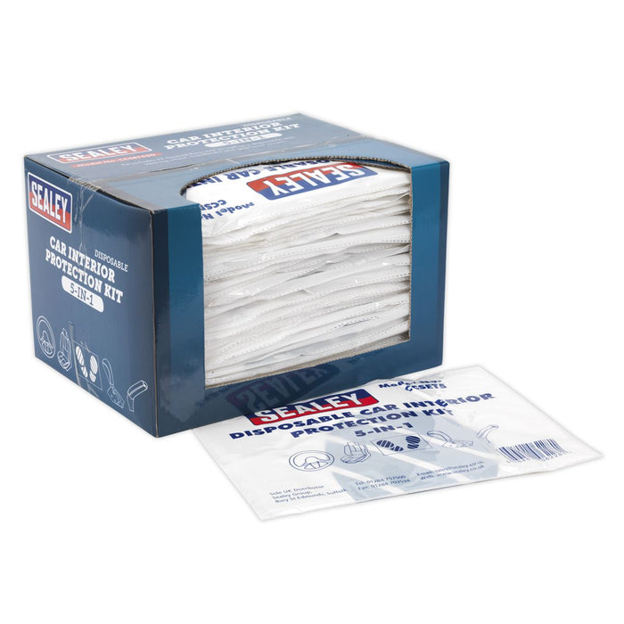 Sealey 5-in-1 Disposable Car Interior Protection Kit Display Box of 50 Sealey - Dynamic Drive
