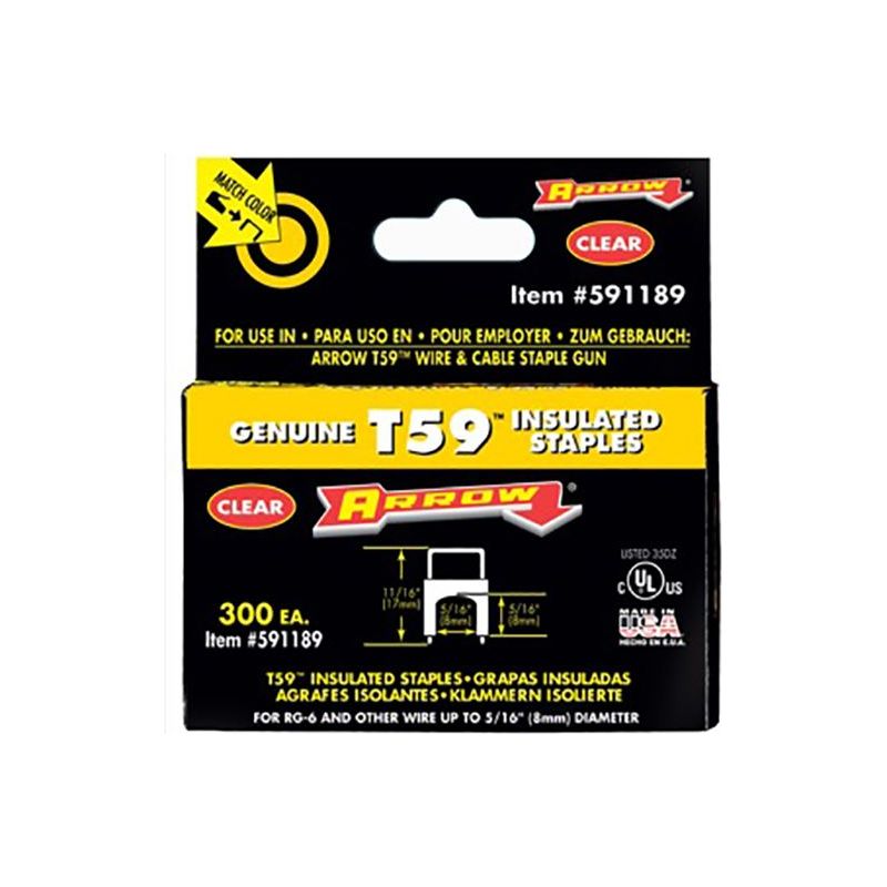 Arrow T59 Insulated Staples Clear 8 x 8mm (Box 300) Arrow - Dynamic Drive