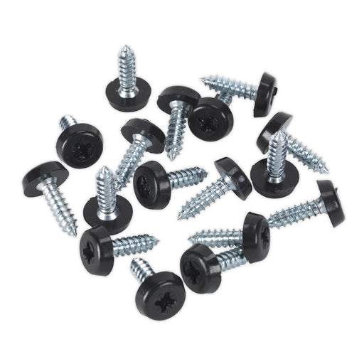 Sealey Number Plate Screw Plastic Head 4.8 x 18mm Black Pack of 50 PTNP3 Sealey  - Dynamic Drive