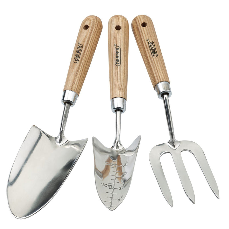 Draper Stainless Steel Hand Fork and Trowels Set with Ash Handles (3 Piece) Draper - Dynamic Drive