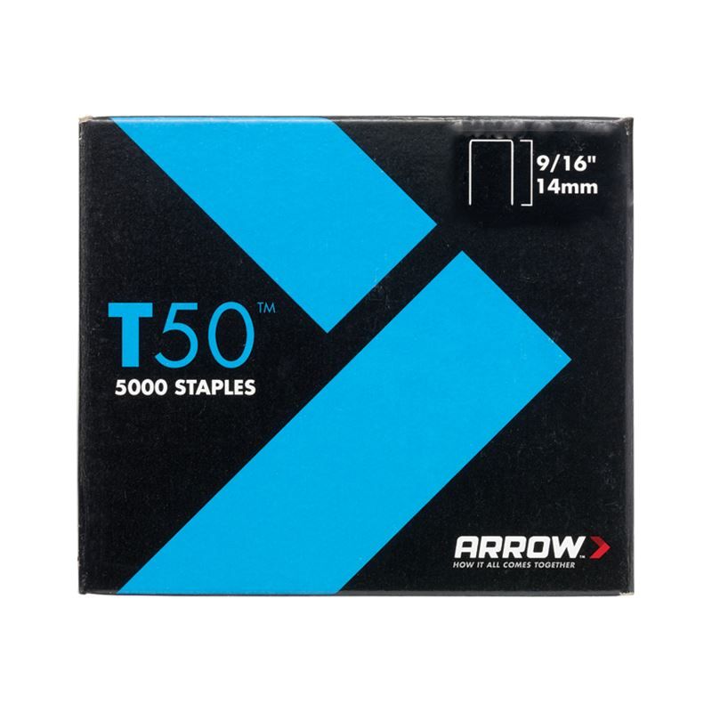 Arrow T50 Staples 14mm (9/16in) (Pack 5000, 4 x 1250) Arrow - Dynamic Drive