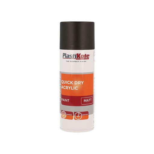 Plastikote Trade Quick Dry Acrylic Spray Paint Matt Black 400ml PlastiKote - Dynamic Drive