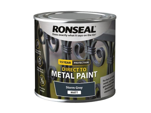 Ronseal Direct to Metal Paint Storm Grey Matt 250ml Ronseal - Dynamic Drive