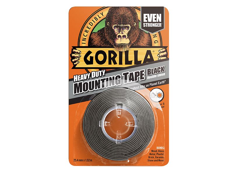 Gorilla Glue Gorilla Heavy-Duty Mounting Tape 25.4mm x 1.52m Black Gorilla Glue - Dynamic Drive