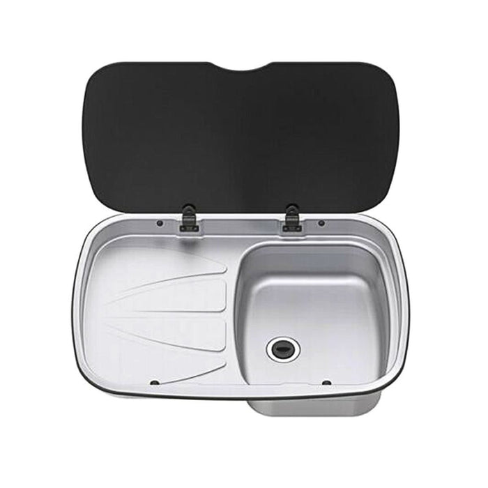Thetford Argent Sink with Left Hand Drainer and Black Glass Lid Thetford - Dynamic Drive