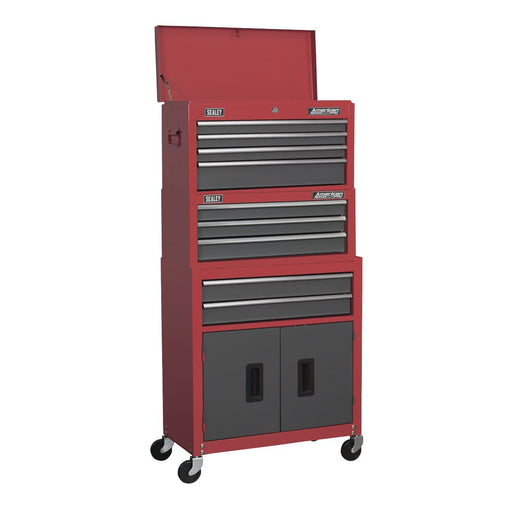 Sealey Topchest Mid-Box & Rollcab 9 Drawer Stack Red AP2200BBSTACK Sealey - Dynamic Drive