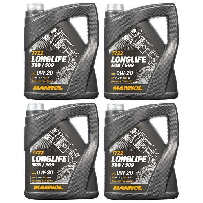 4x Mannol VW 508 509 0W-20 0W20 Fully Synthetic Long Life Engine Oil MB 229.71 Mannol - Dynamic Drive