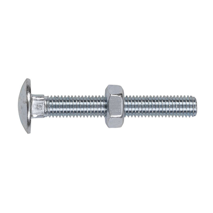 Sealey Coach Bolt & Nut DIN 603 M10 x 75mm Zinc Pack of 50 CBN1075 Sealey - Dynamic Drive