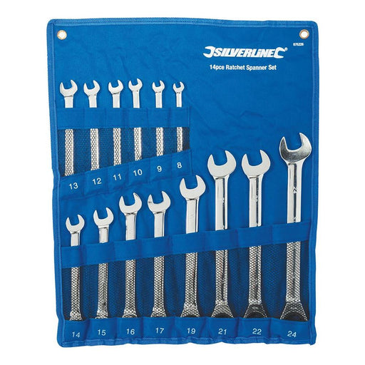 Silverline Fixed Head Ratchet Spanner Set 14pce 8 - 24mm Silverline - Dynamic Drive