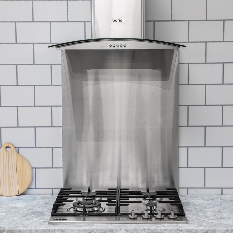 Baridi Curved Glass Cooker Hood Carbon Filters & LED Lights 60cm Stainless Steel Baridi - Dynamic Drive