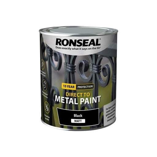 Ronseal Direct to Metal Paint Black Matt 750ml Ronseal - Dynamic Drive