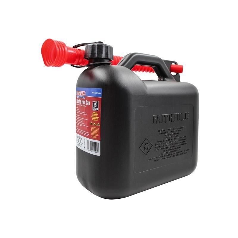 Faithfull Plastic Fuel Can Black 5 litre Faithfull - Dynamic Drive