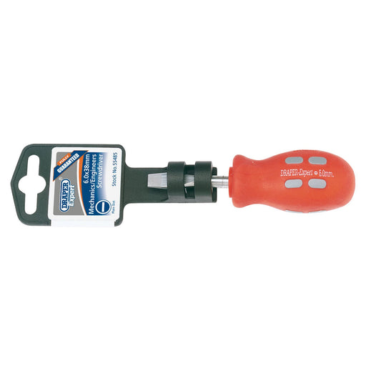 Draper Plain Slot Flared Tip Mechanic's Screwdriver, 6 x 38mm 55485 Draper - Dynamic Drive