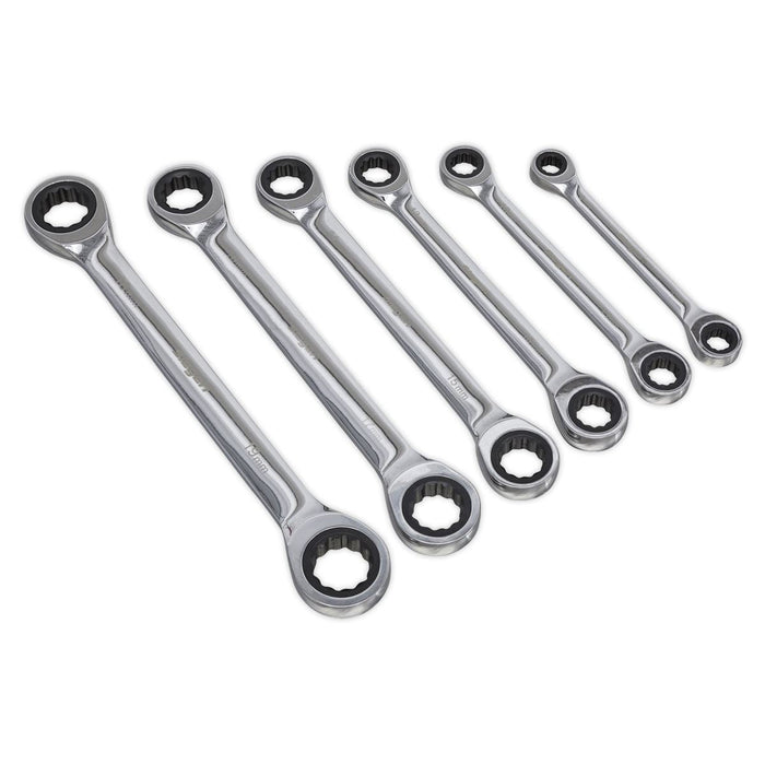 Sealey Double End Ratchet Ring Spanner Set 6pc Metric S0636 Siegen by Sealey - Dynamic Drive