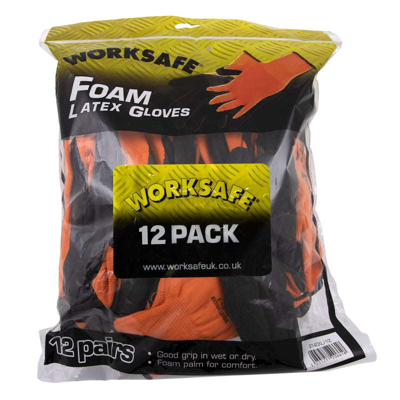 Worksafe Worksafe Foam Latex Gloves, X-Large - Pack of 12 Pairs 9140XL/12 Worksafe - Dynamic Drive