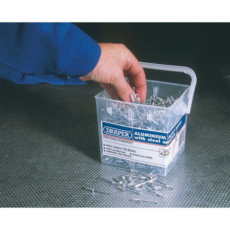 Draper Blind Rivets, 4.0 x 10.2mm (Tub of 1200) 37658 Draper - Dynamic Drive