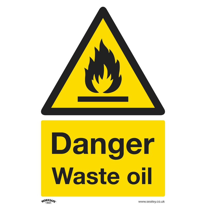 Sealey Warning Safety Sign Danger Waste Oil Rigid Plastic SS60P1 Sealey - Dynamic Drive