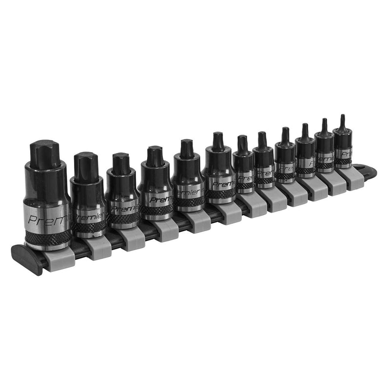 Sealey Premier Black 12pc 1/4" 3/8" 1/2" Dr Stubby Trx-Star Socket Bit Set Torx Sealey  - Dynamic Drive