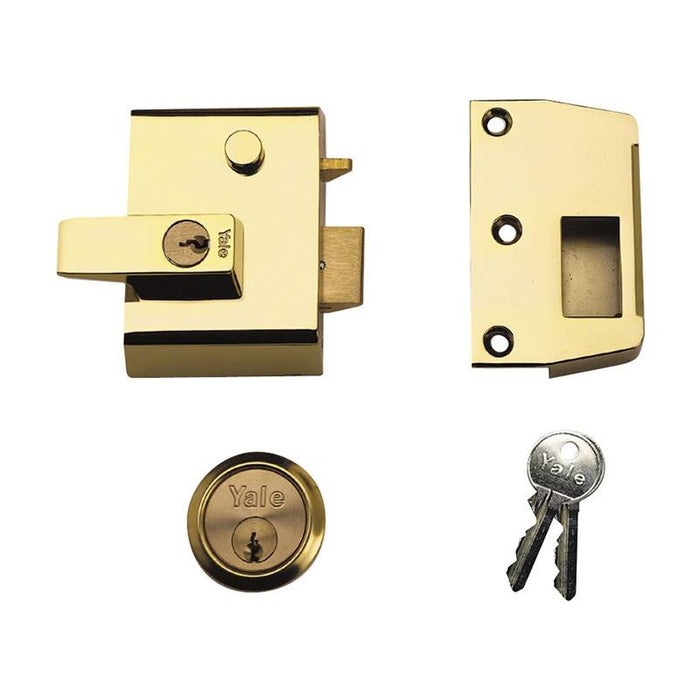 Yale Locks P2 Double Security Nightlatch 40mm Backset Brasslux Finish Visi Yale Locks - Dynamic Drive
