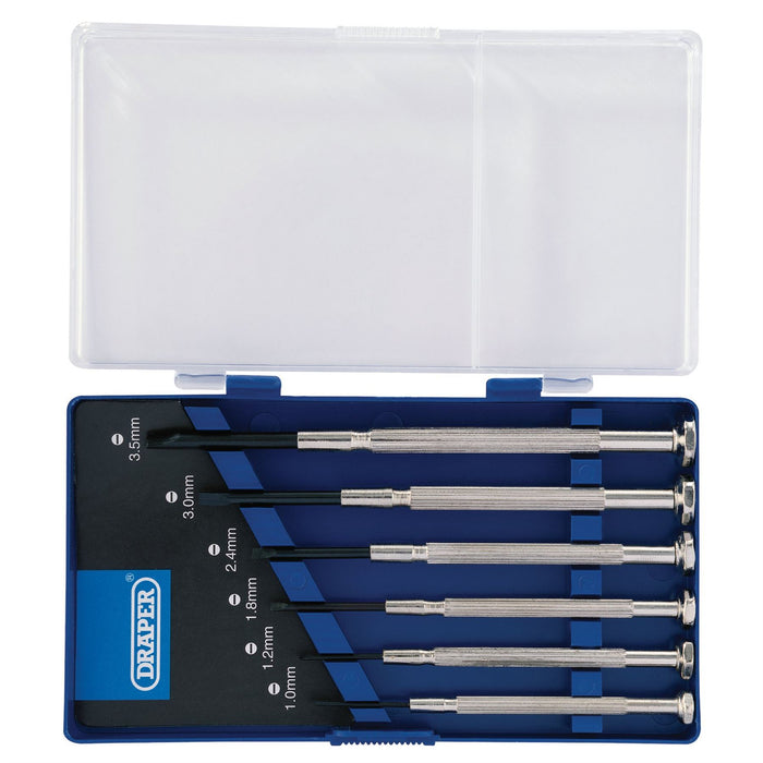 Draper Precision Screwdriver Set, 6 x Plain Slot (6 Piece) 80797 Draper - Dynamic Drive