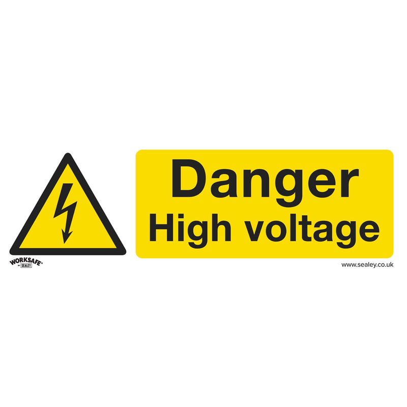 Sealey Warning Safety Sign Danger High Voltage Self-Adhesive Vinyl Pack of 10 Sealey - Dynamic Drive