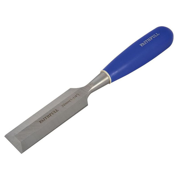 Faithfull Bevel Edge Chisel Blue Grip 32mm (1.1/4in) Faithfull - Dynamic Drive