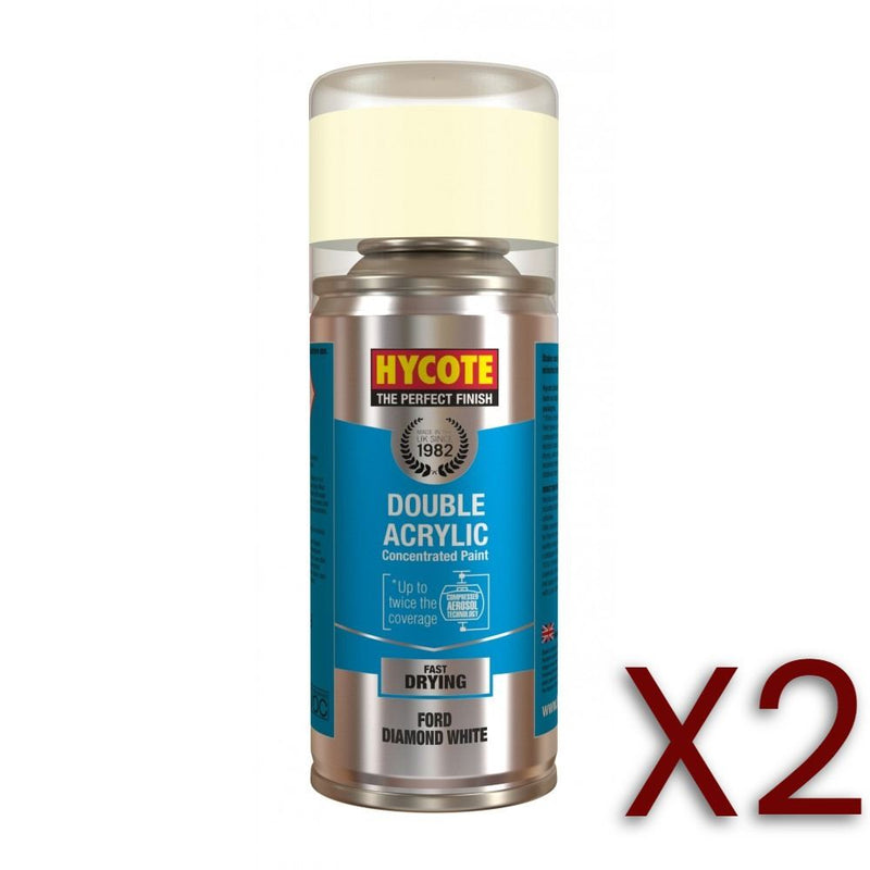 2x Hycote Aerosol Paint for Ford Diamond White 150ml Hycote - Dynamic Drive