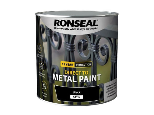 Ronseal Direct to Metal Paint Black Satin 2.5 litre Ronseal - Dynamic Drive