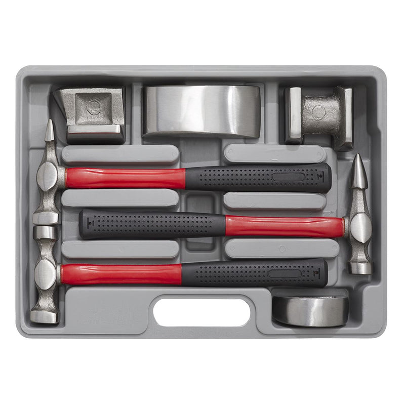 Sealey Panel Beating Set 7pc Drop-Forged Fibreglass Shafts CB707 Sealey - Dynamic Drive