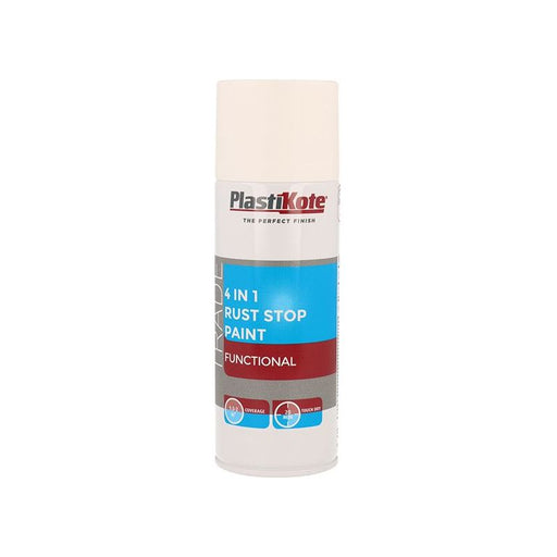 Plastikote Trade 4-in-1 Rust Stop Spray Paint White 400ml PlastiKote - Dynamic Drive