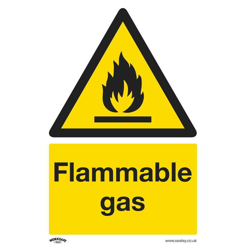 Sealey Warning Safety Sign Flammable Gas Rigid Plastic Pack of 10 SS59P10 Sealey - Dynamic Drive