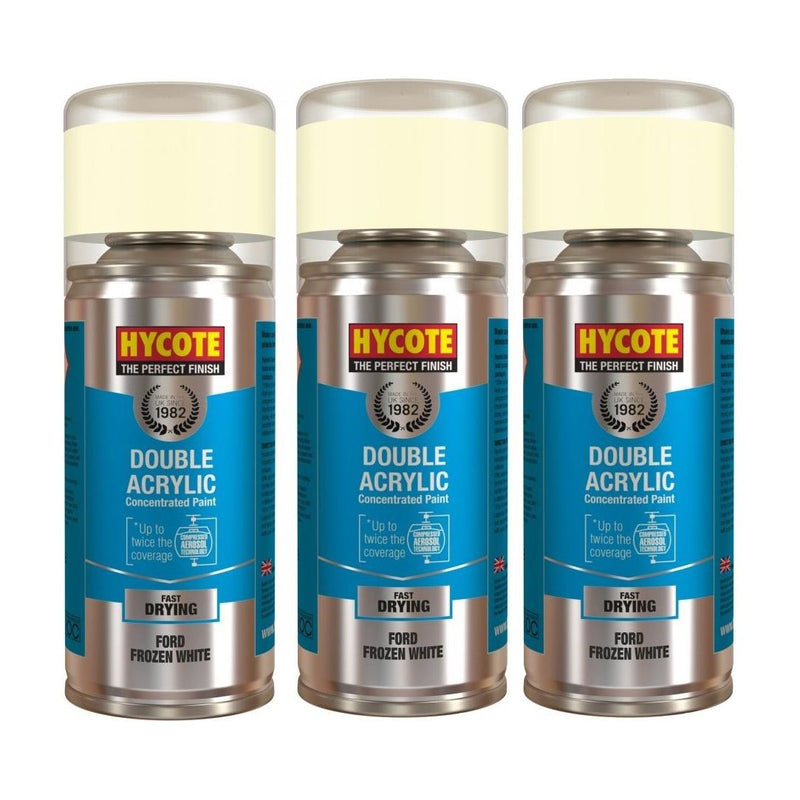 3x Hycote Aerosol Paint for Ford Frozen White 150ml Hycote - Dynamic Drive