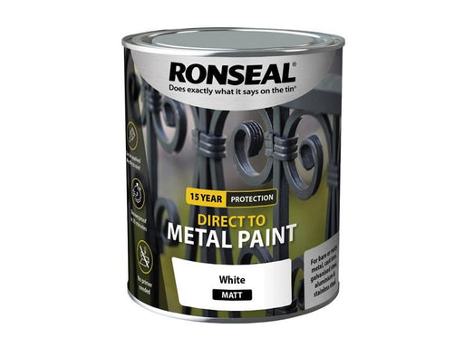 Ronseal Direct to Metal Paint White Matt 750ml Ronseal - Dynamic Drive