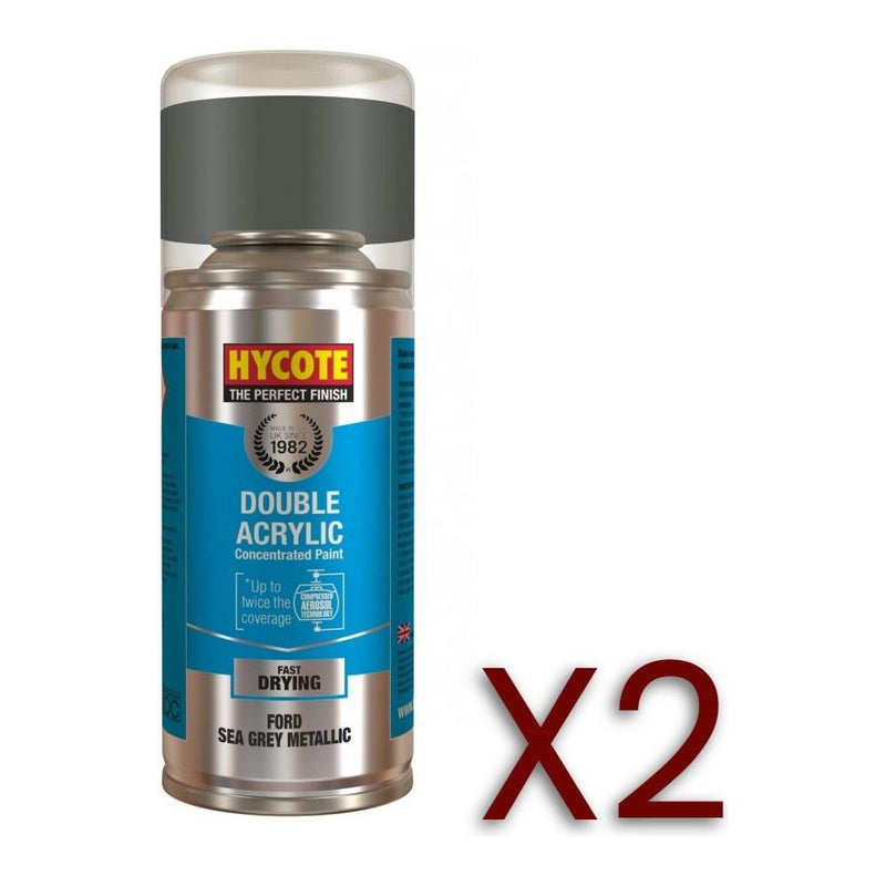 2x Hycote Aerosol Paint for Ford Sea Grey (Metallic) 150ml Hycote - Dynamic Drive